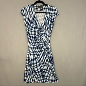 Tommy Bahama Dress Women's XS Faux Wrap Navy and White Midi Sleeveless Dress
